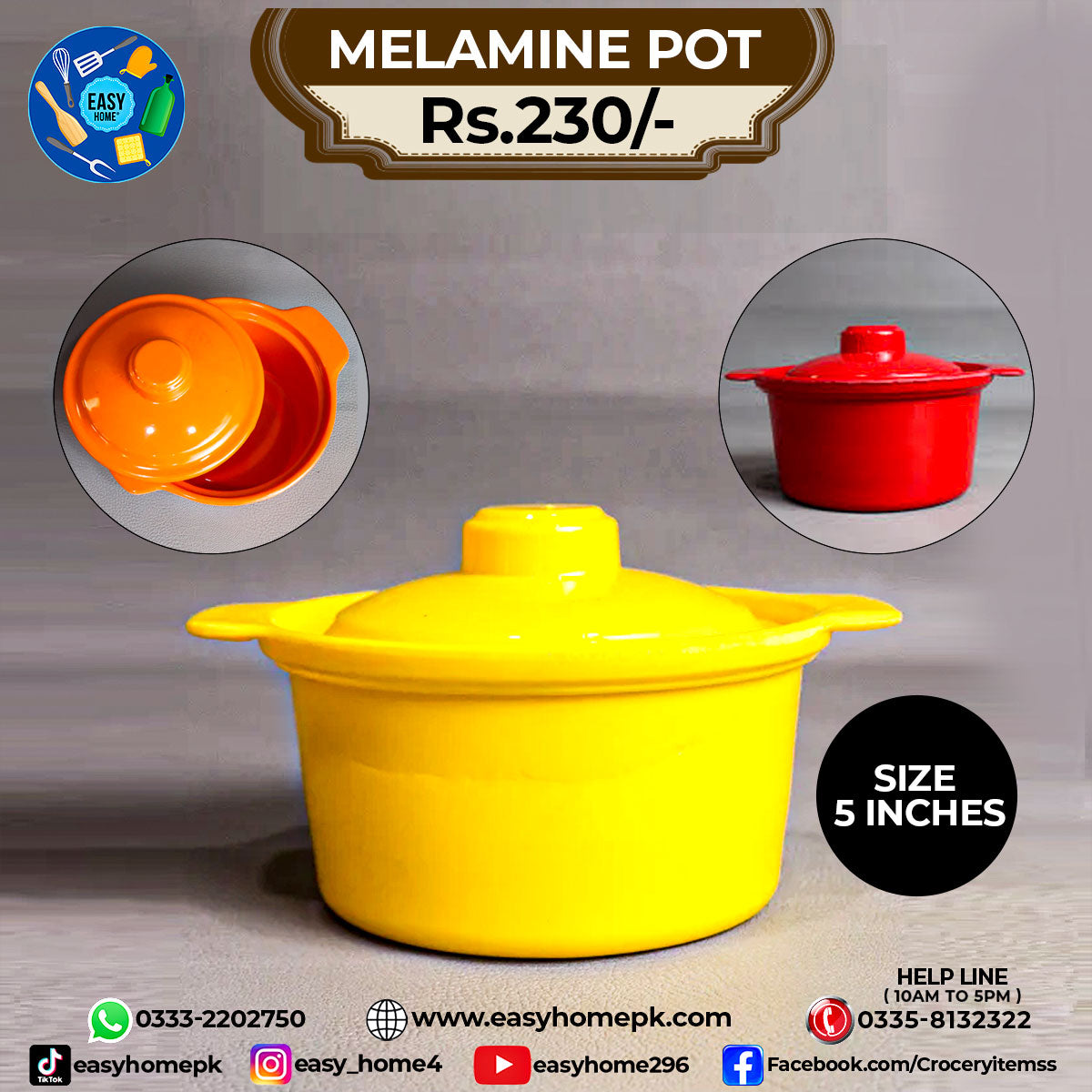 Lid Melamine Pot