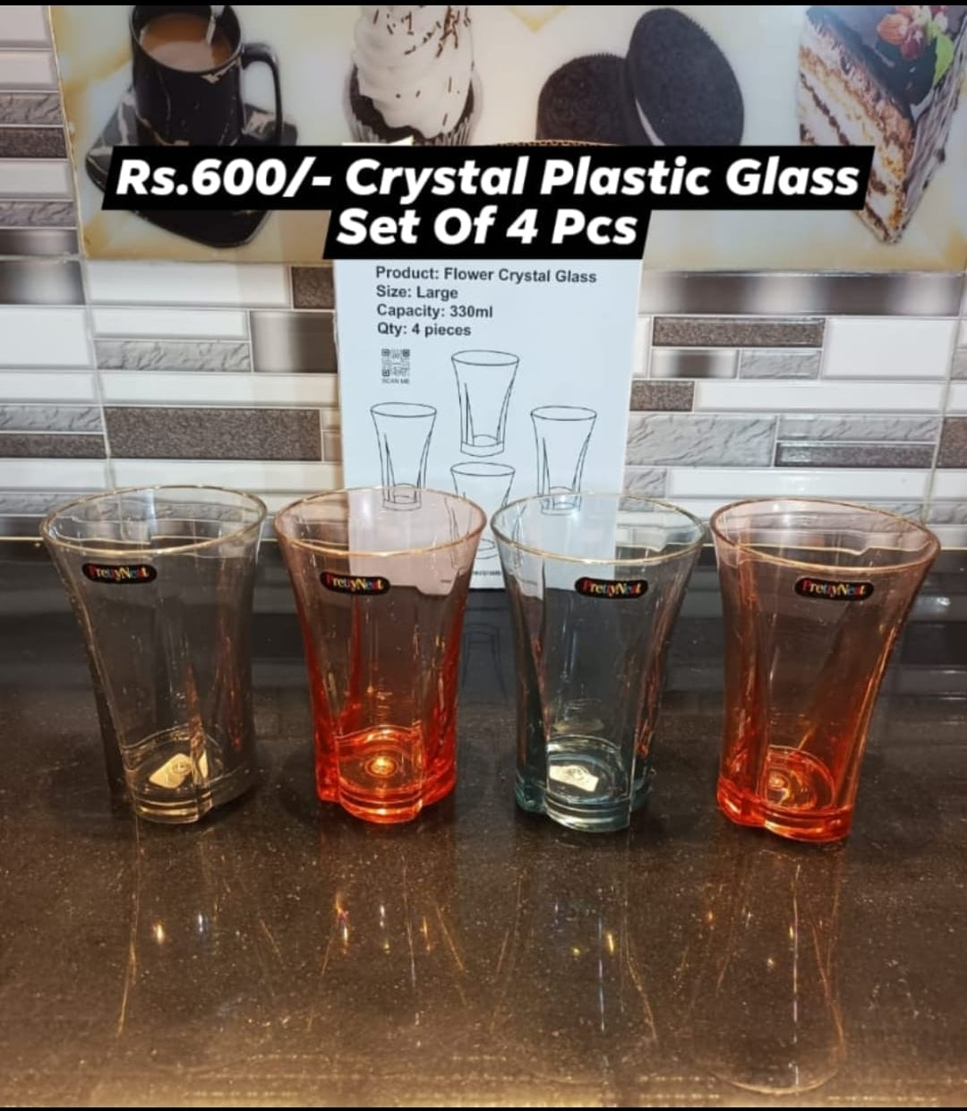 Crystal Plastic Glass-Large