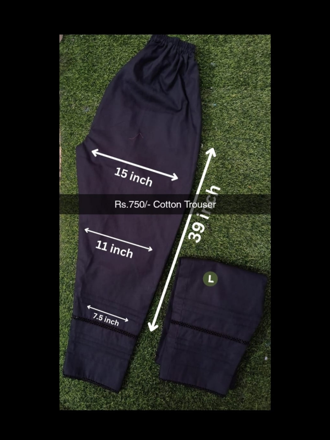 Black Ladies Cotton Trouser Large
