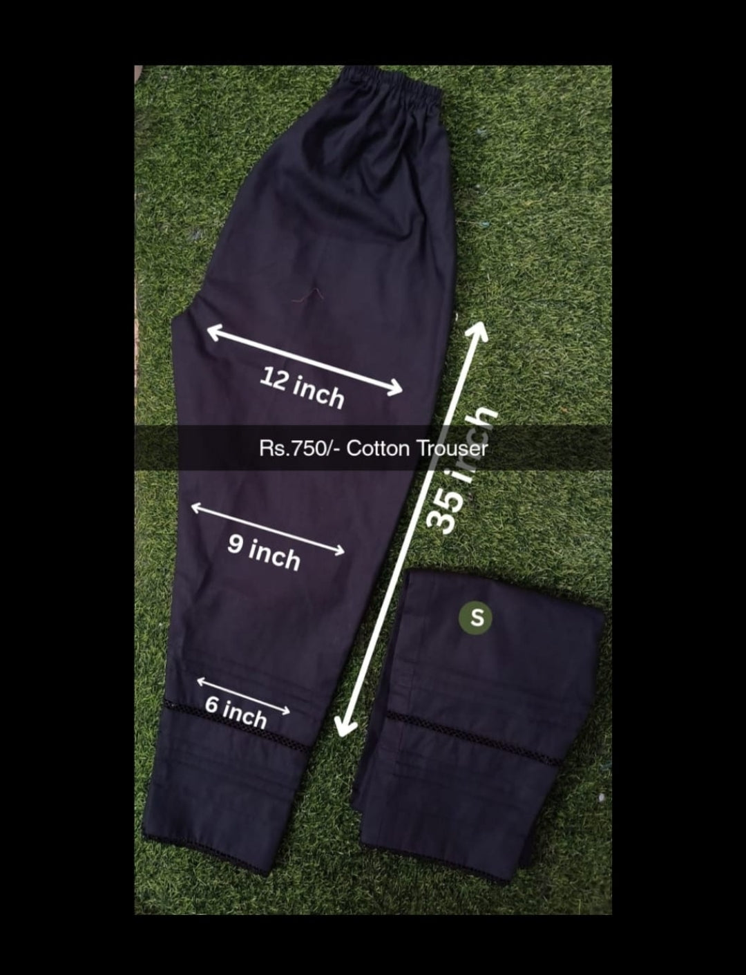Black Ladies Cotton Trouser Small