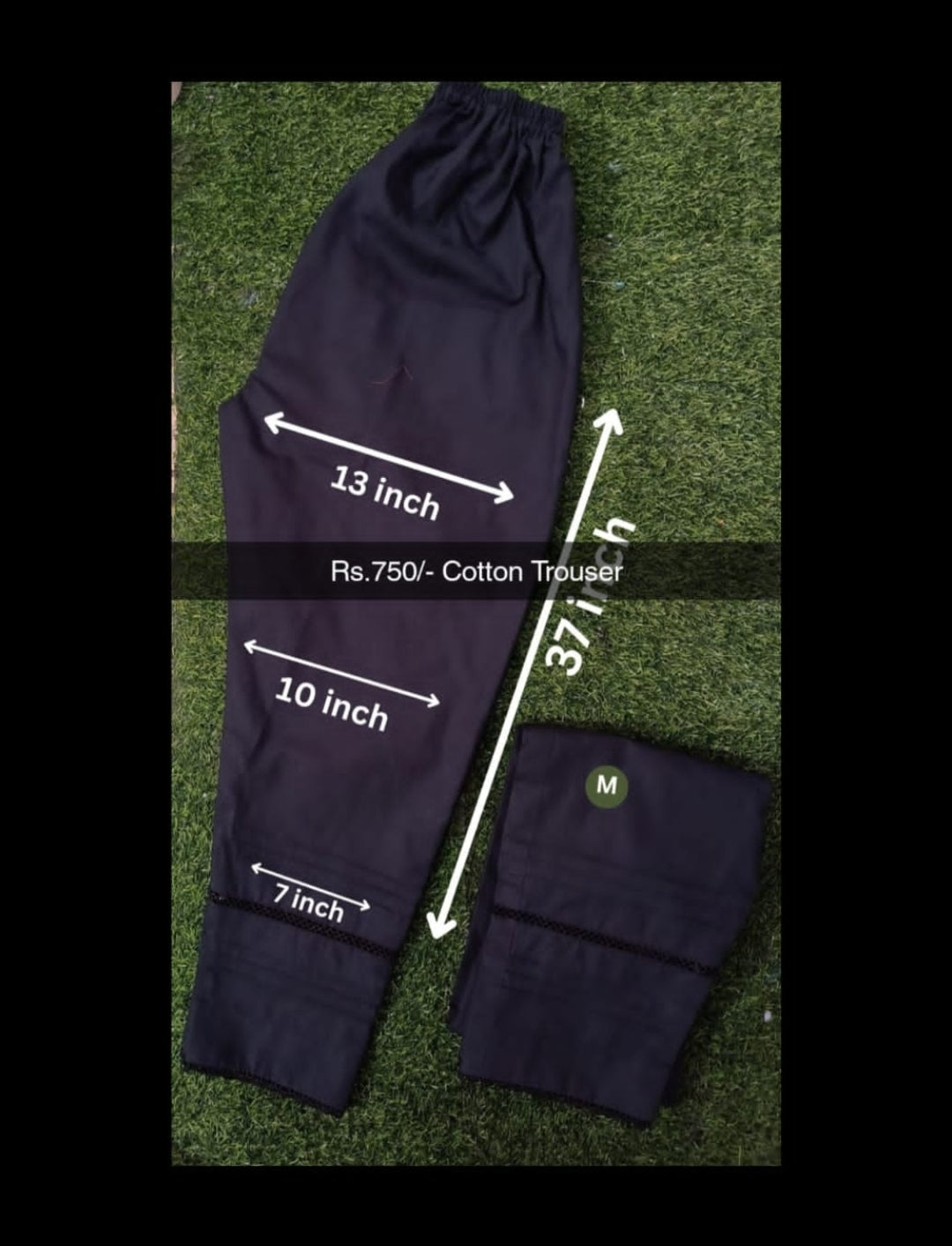 Black Ladies Cotton Trouser Medium