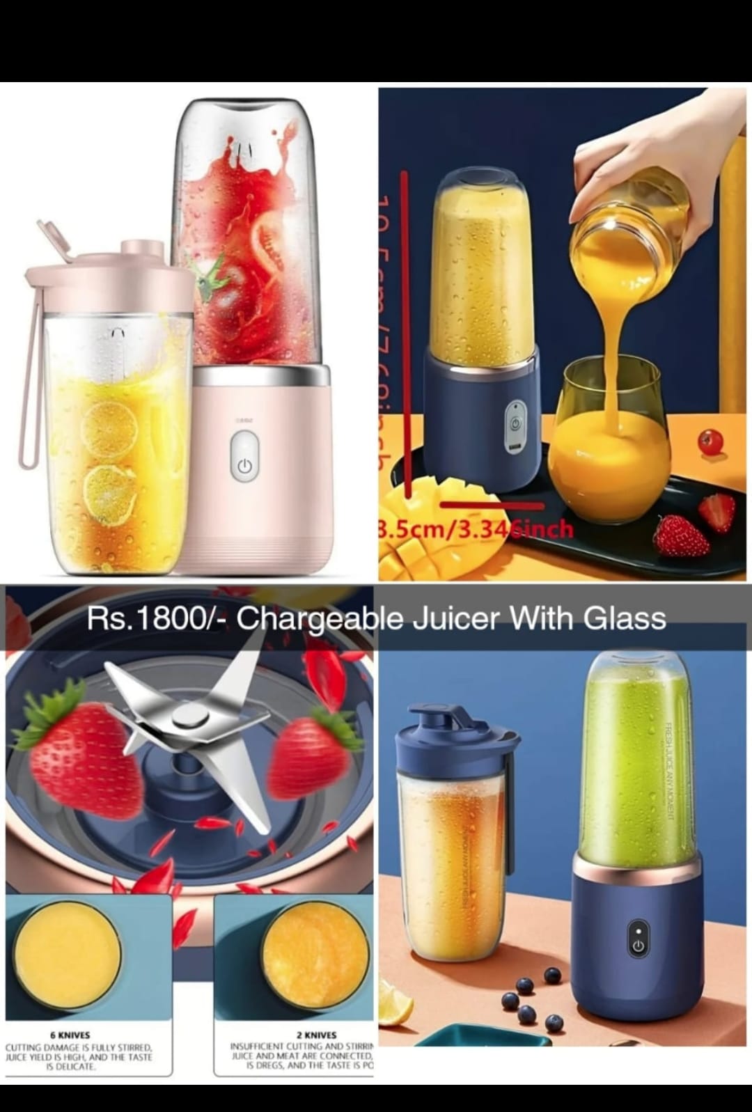 Chargeable Juicer With Glass