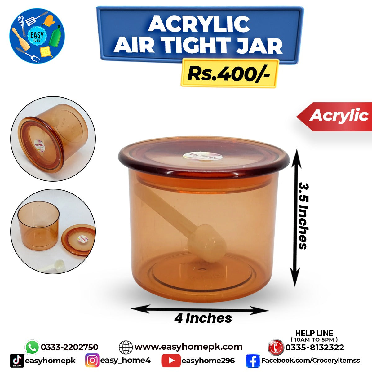 Acrylic Air Tight jar