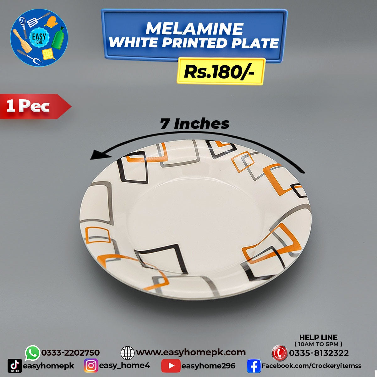 Melamine White Printed Plate