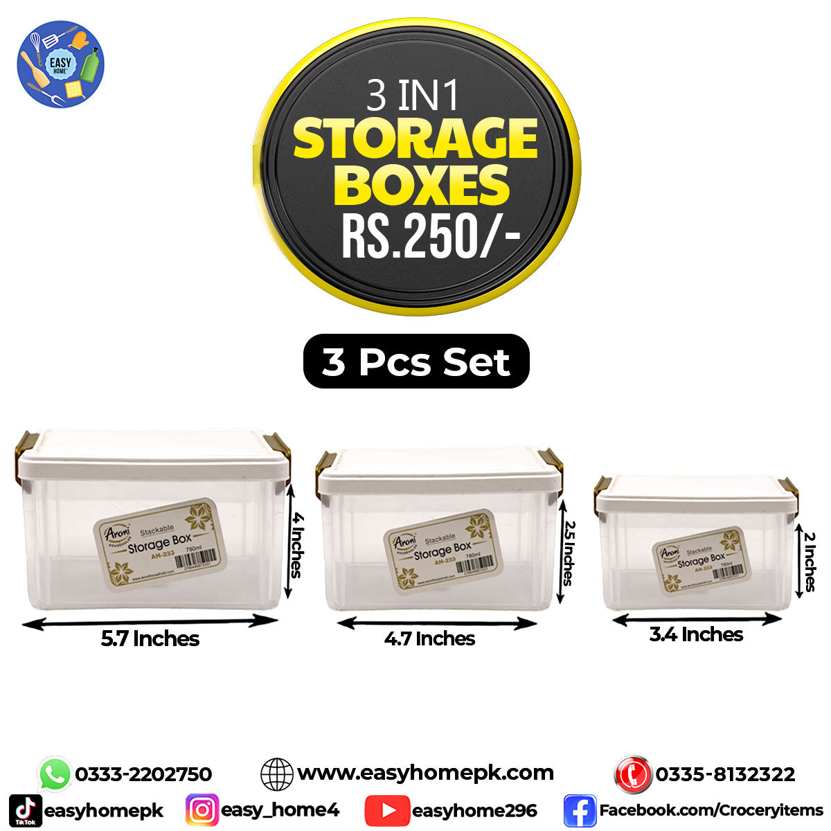Storage Boxes 3 Pcs Set