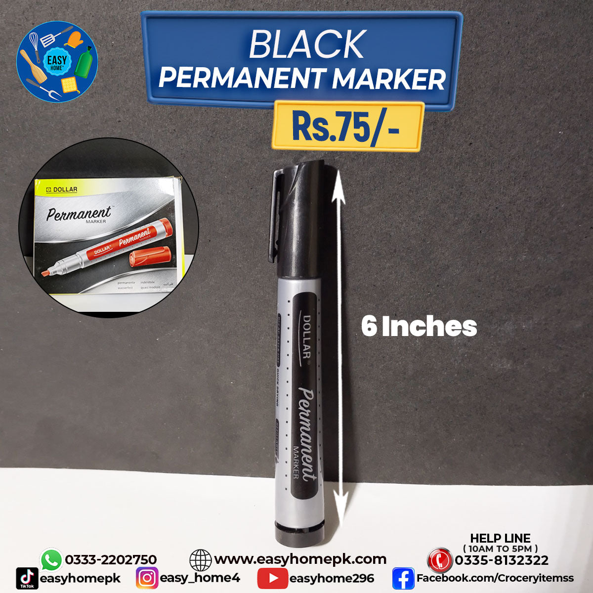 1 Pec Black Permanent Marker