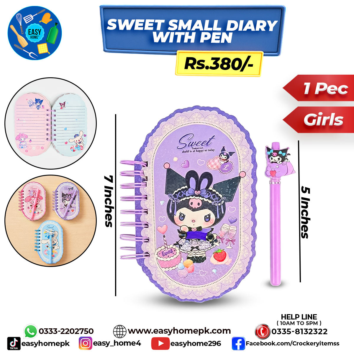 Sweet Small Diary With Pen