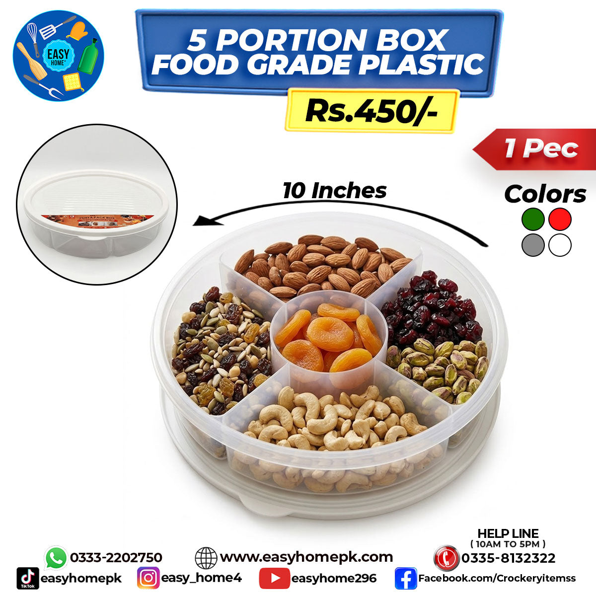 5 Portion Box Food Grade Plastic