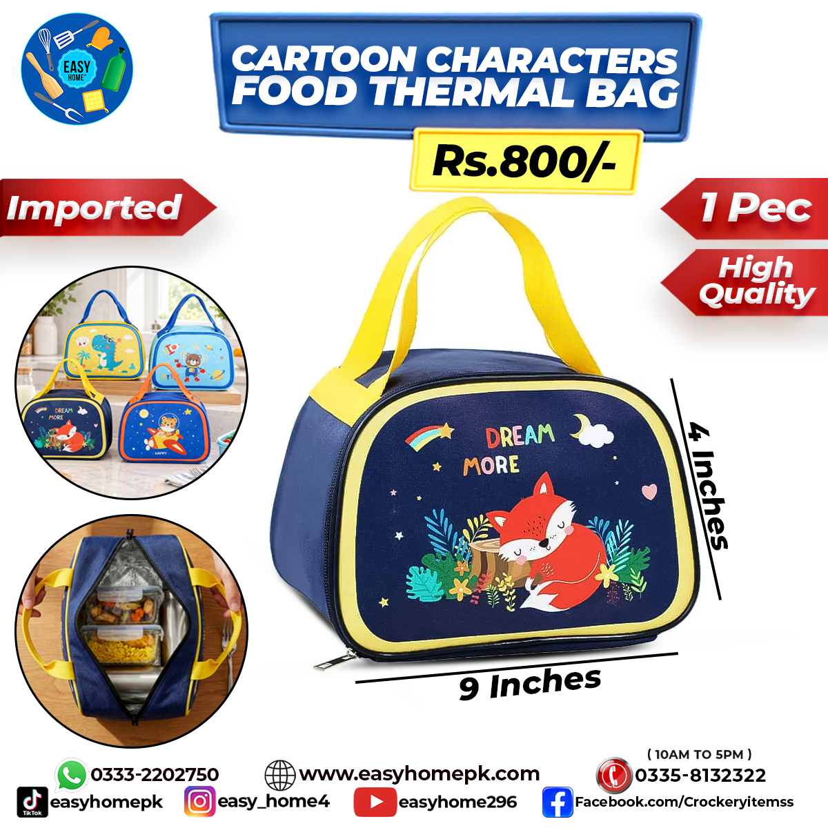 Imported Food Thermal Bag - Cartoon Characters