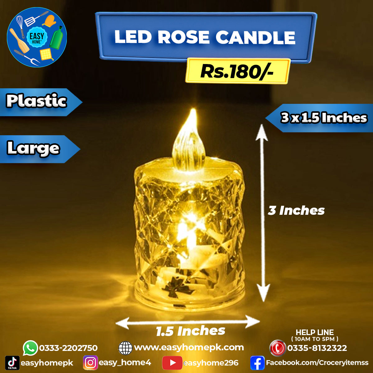 LED Rose Candle - Large