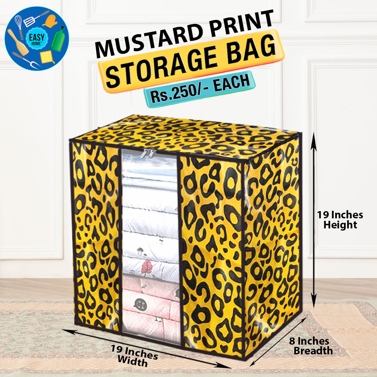 Mustard Print Storage Bag