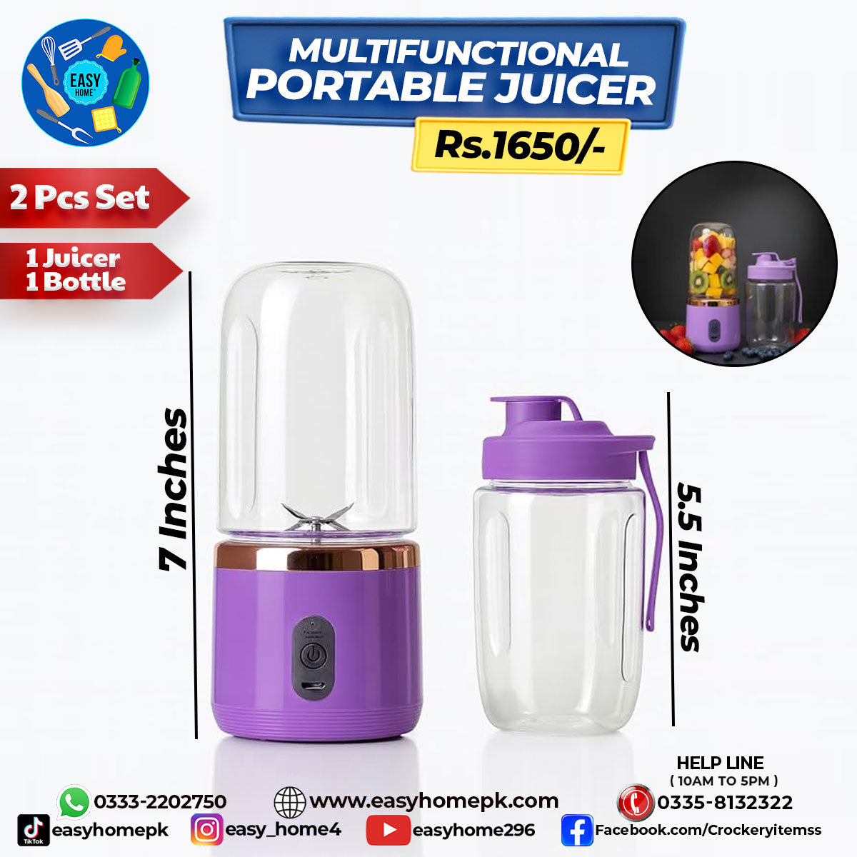 Chargeable Juicer With Glass