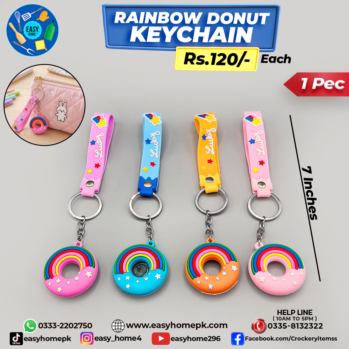 Rainbow Donut Keychain