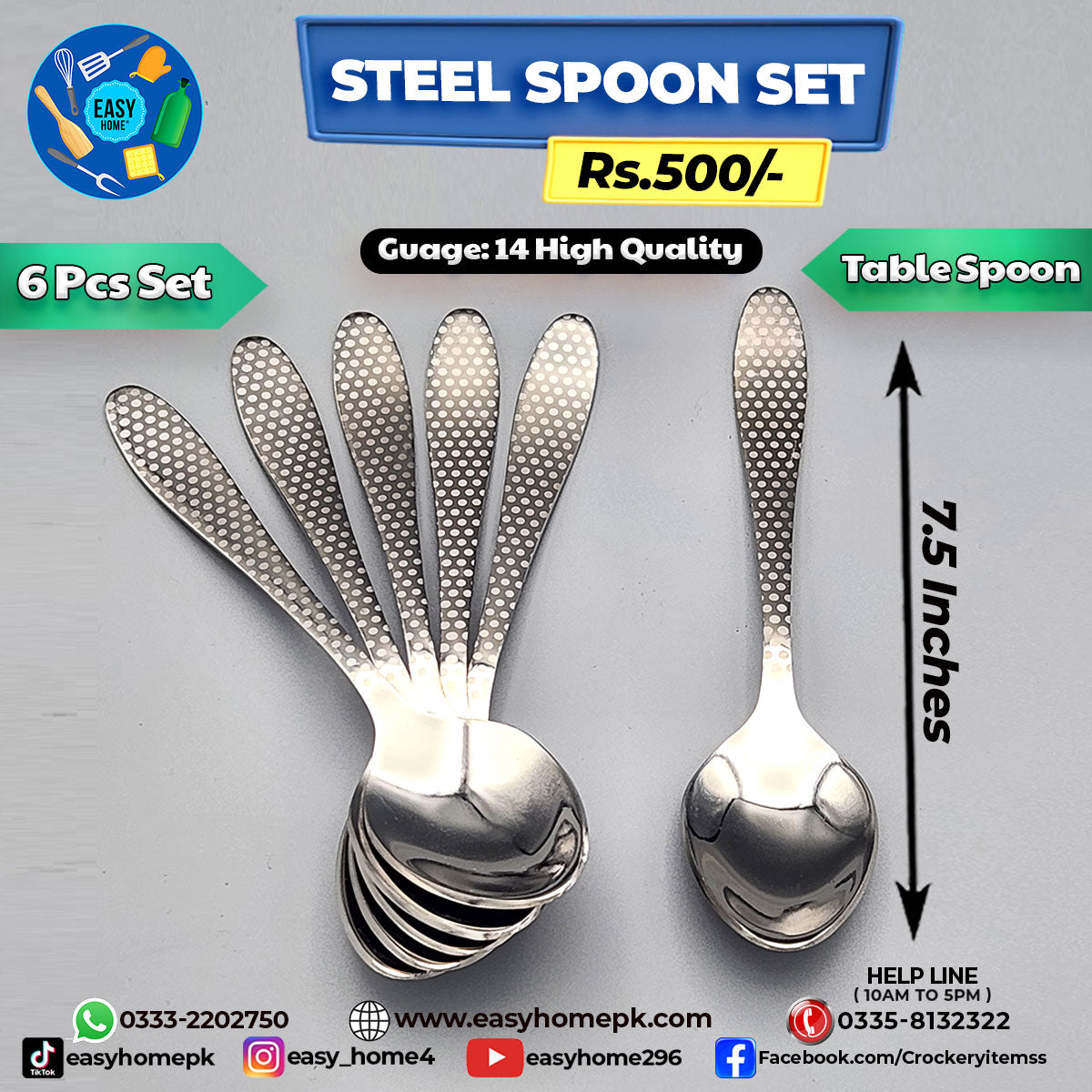 Steel Spoon Set / Table Spoon