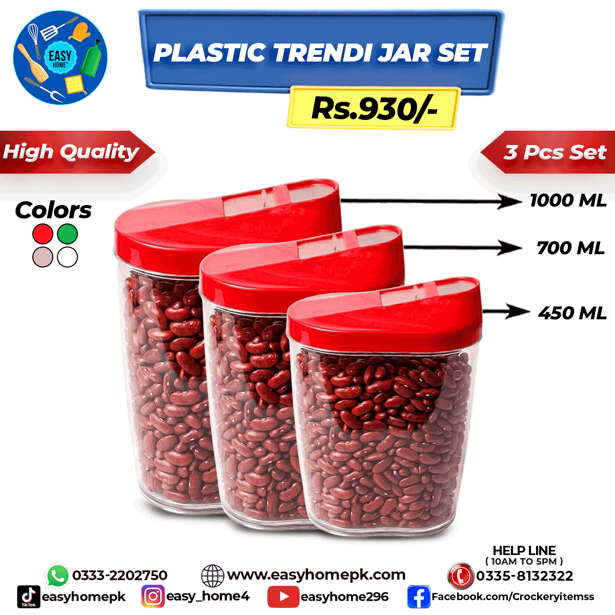 Plastic Trendi Jar Set