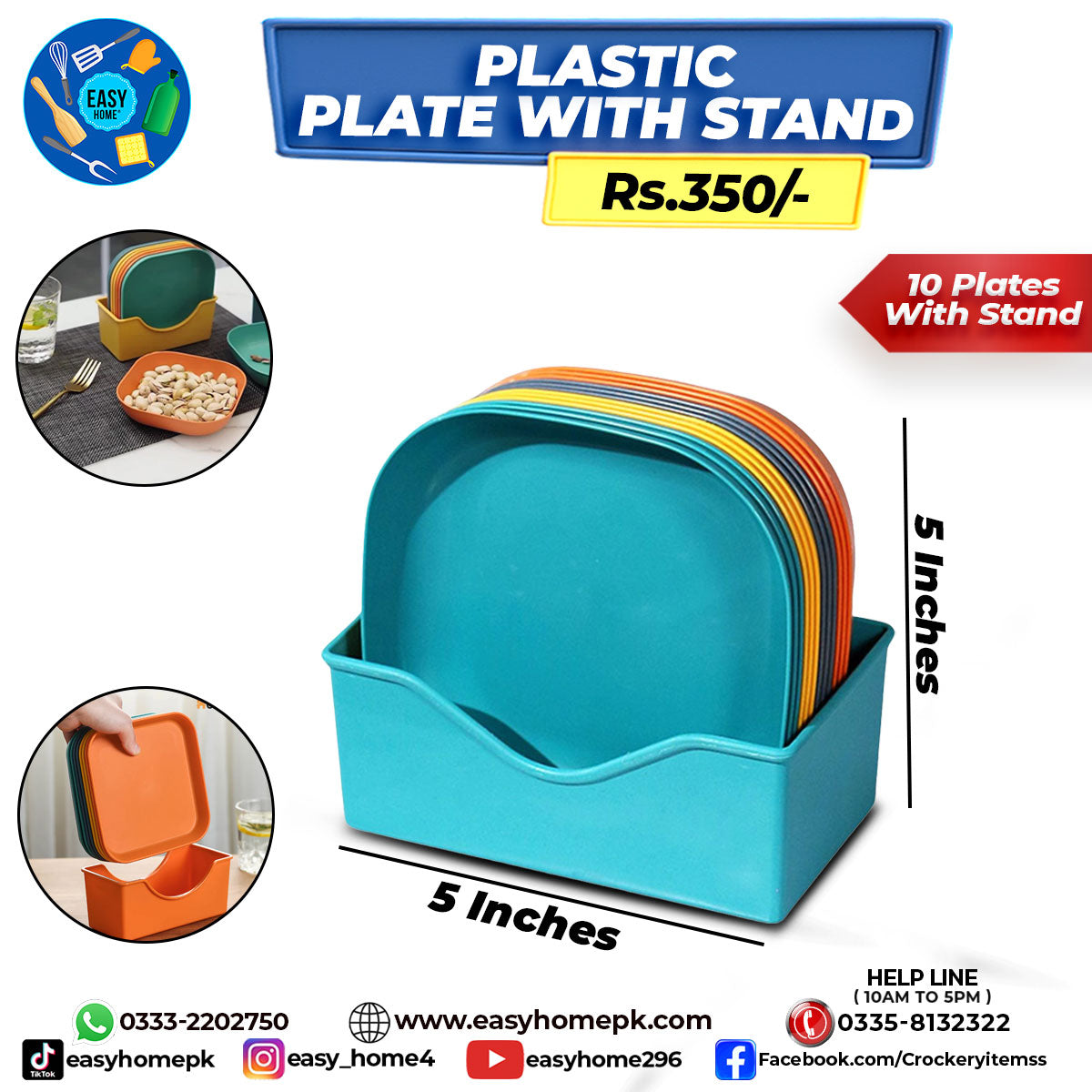 Plastic Plates with Stand 10 PCS