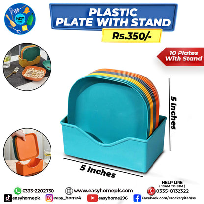 Plastic Plates with Stand 10 PCS