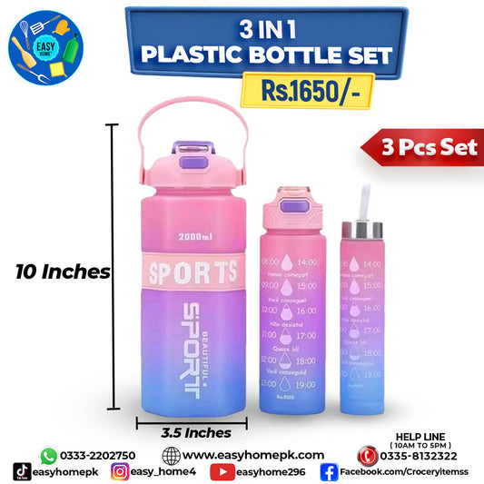 Plastic Water Bottle 3 Pcs Set