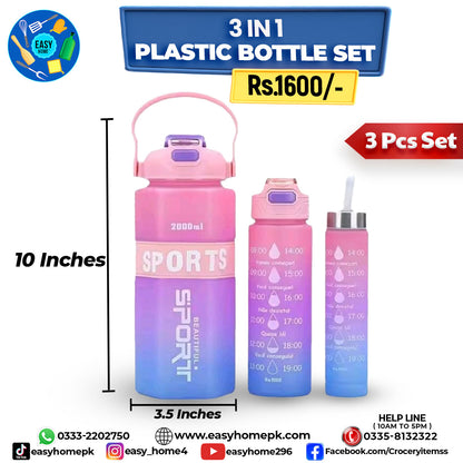 Plastic Water Bottle 3 Pcs Set