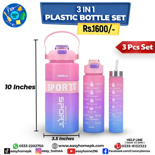 Plastic Water Bottle 3 Pcs Set