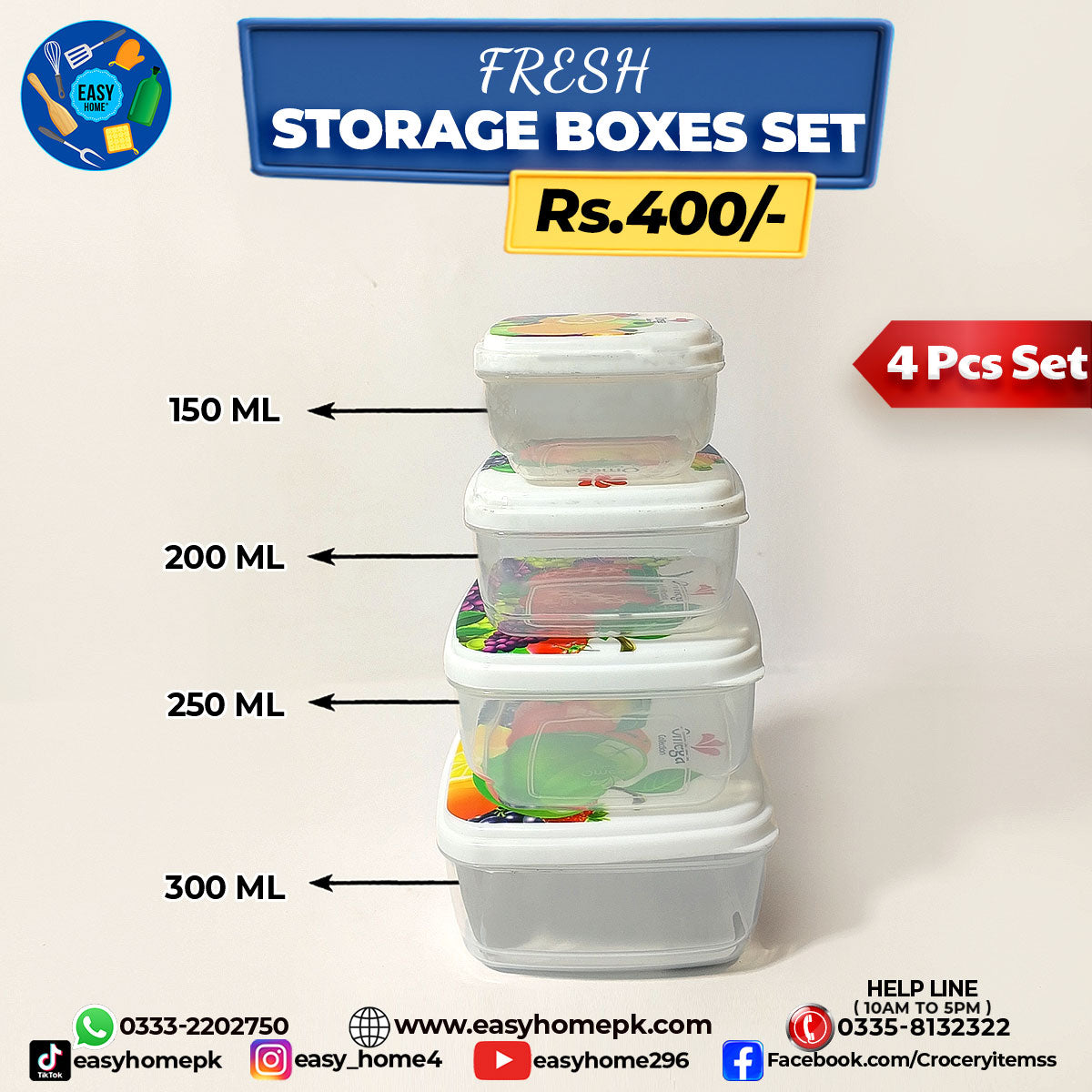 4 Pcs Food Boxes Set