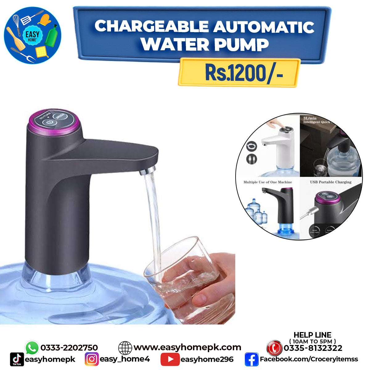 Chargeable Automatic Water Pump