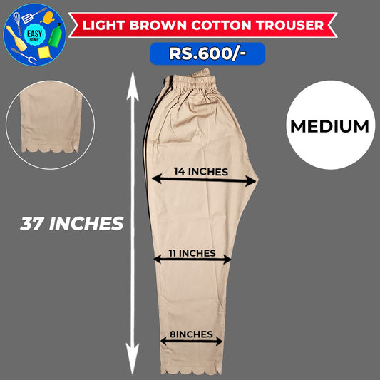 Light Brown Ladies Cotton Trouser-Medium