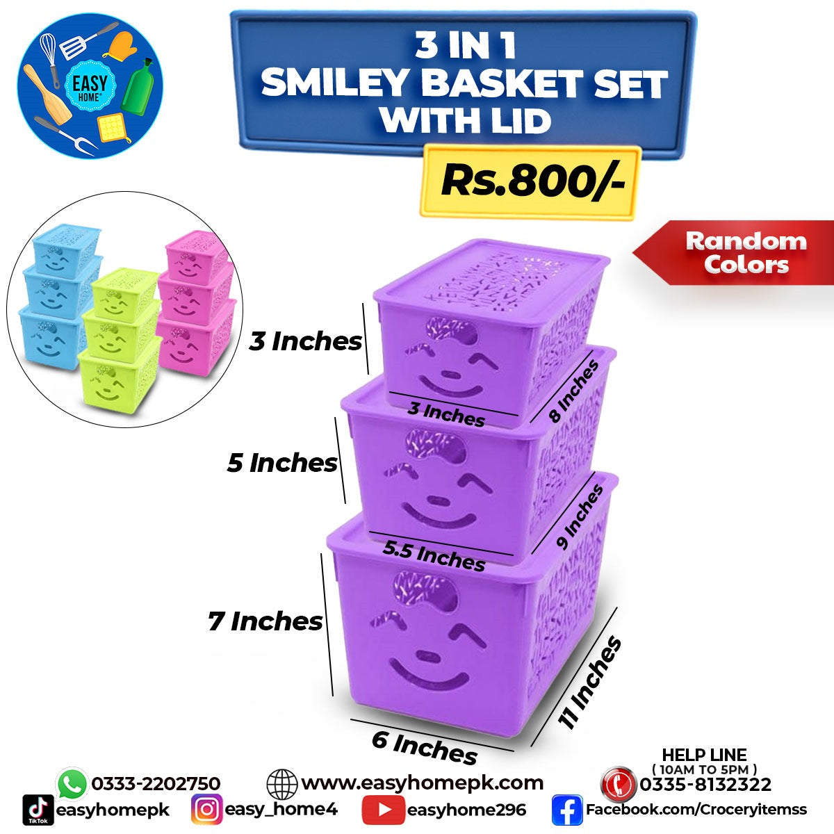 Smiley Basket Set With Lid