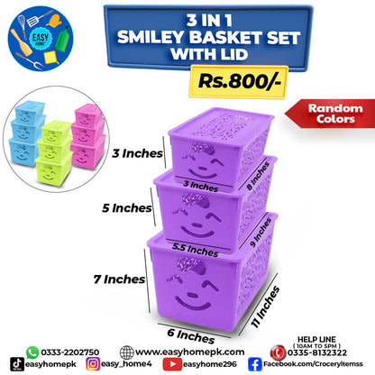Smiley Basket Set With Lid