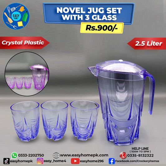 Novel Jug Set With 3 Glass