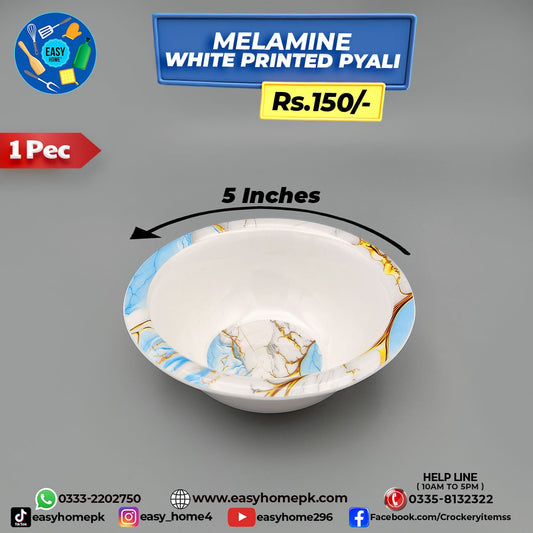 Melamine White Printed Pyali