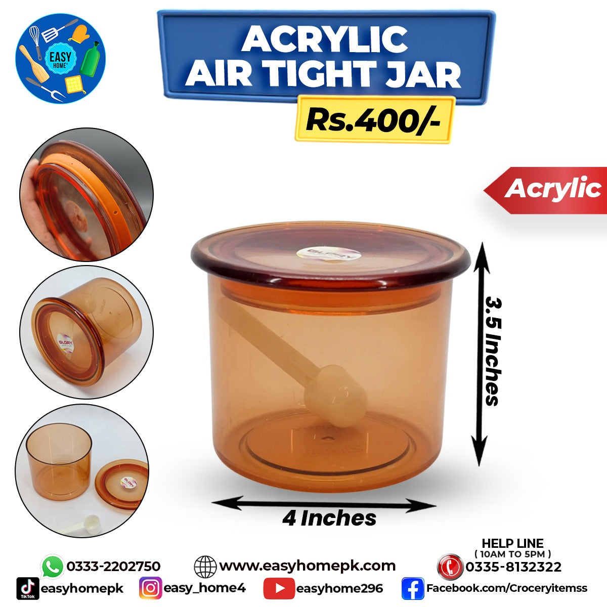 Acrylic Air Tight jar
