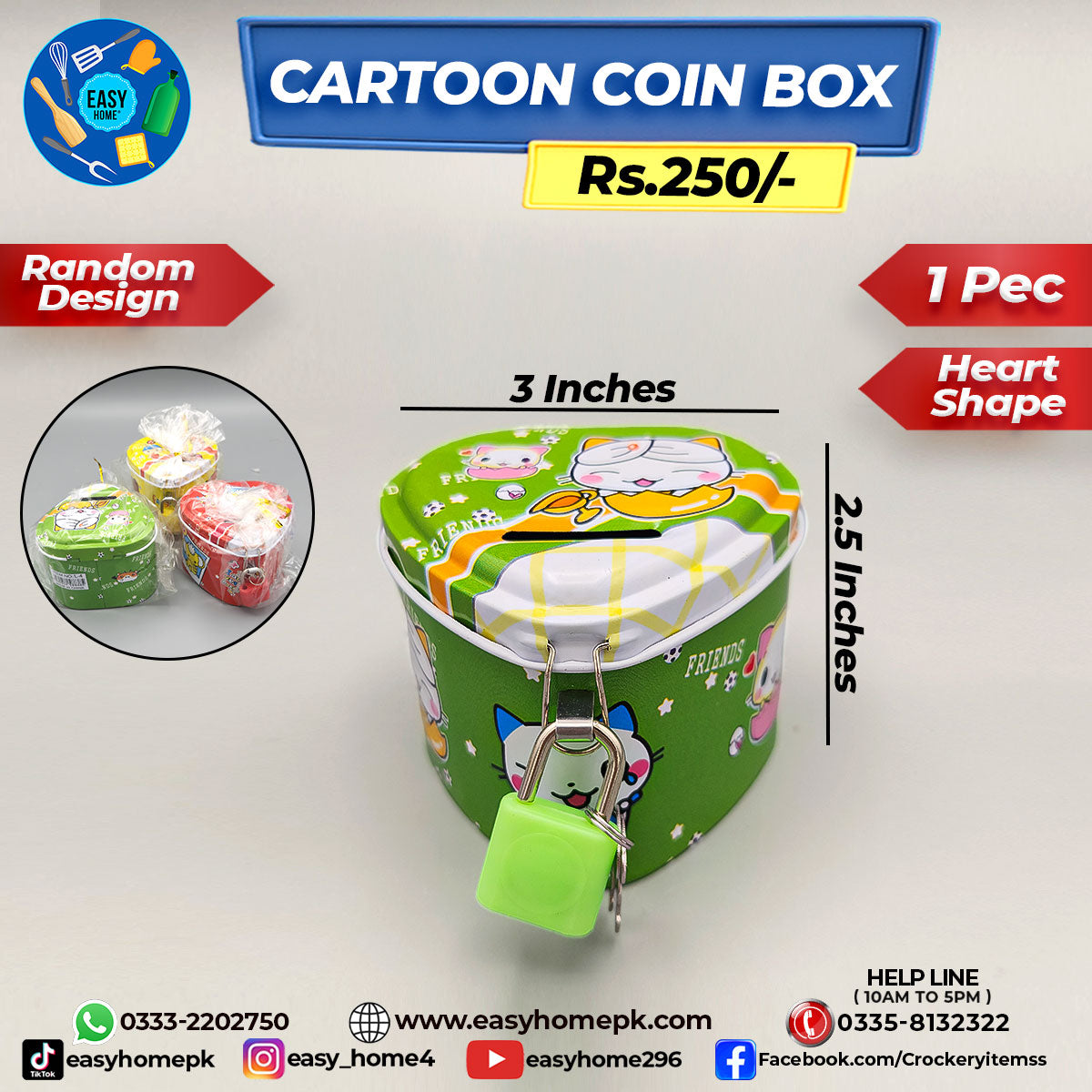 Cartoon Coin Box - Heart Shape