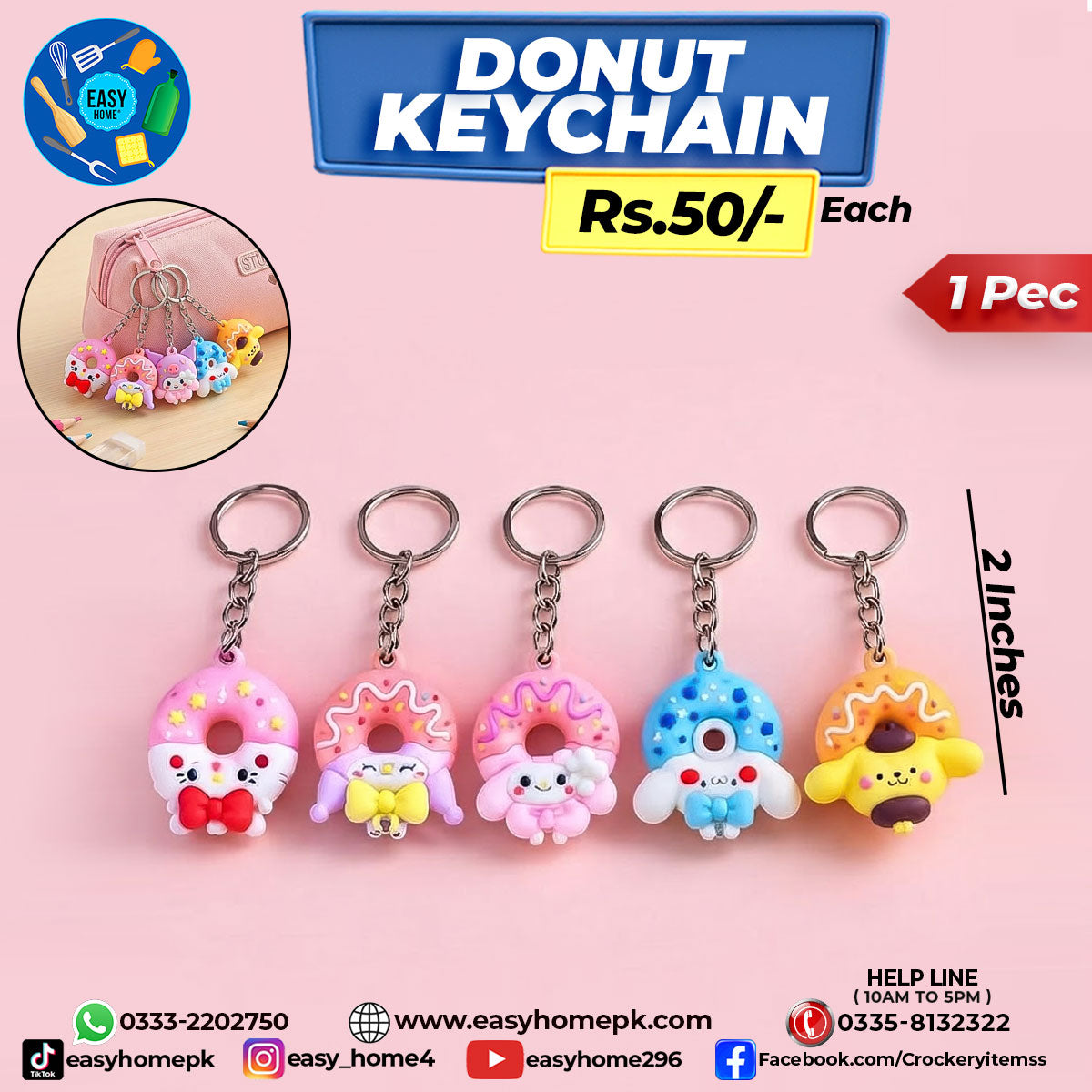Mini Donut Keychain