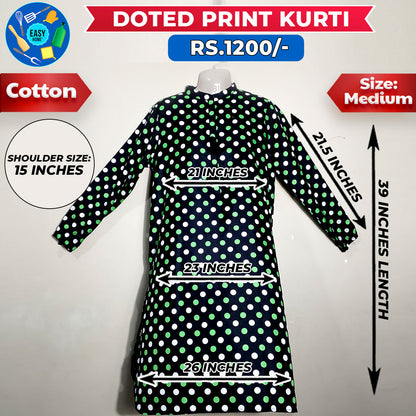 Doted Print Ladies Cotton Kurti - Medium