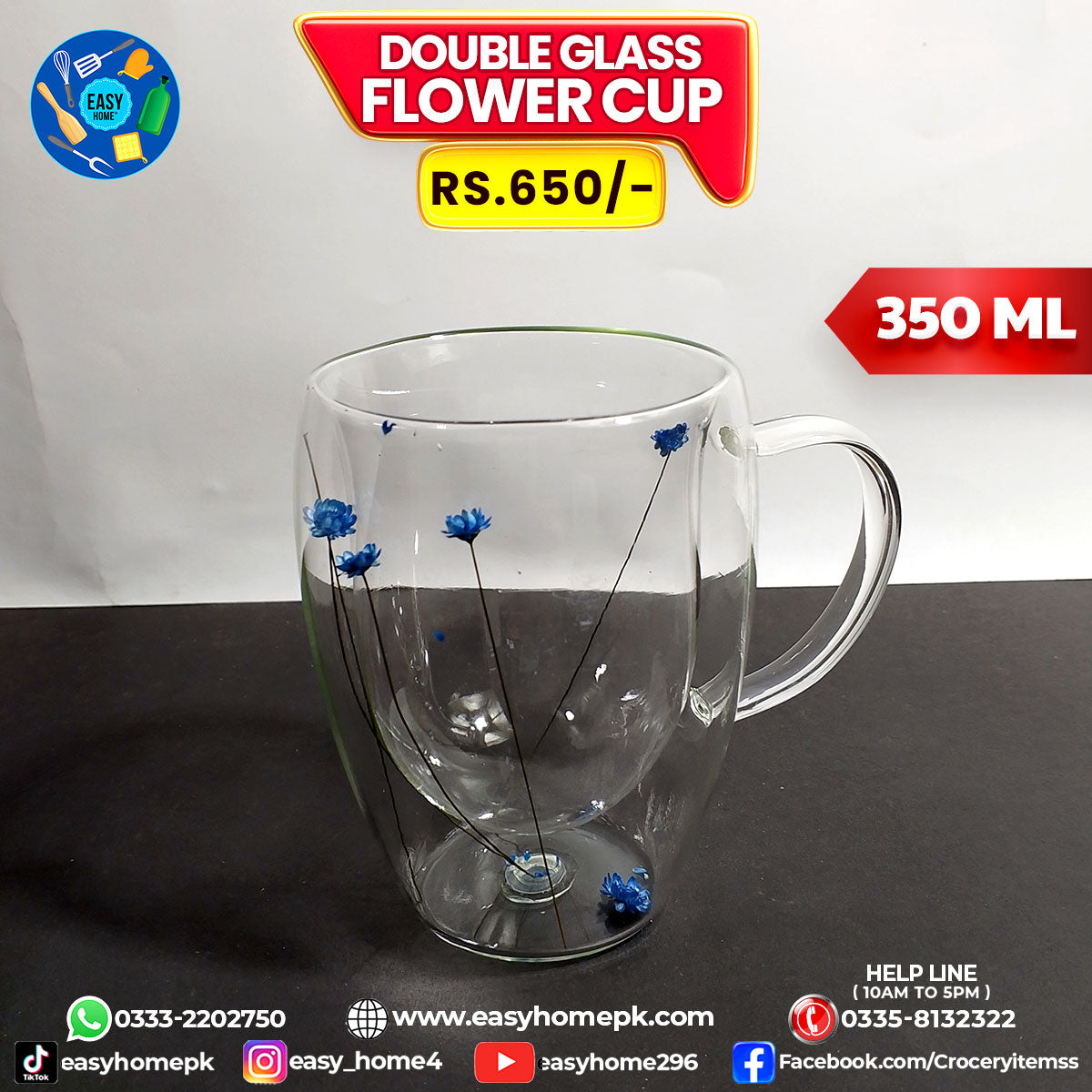 Double Glass Flower Cup