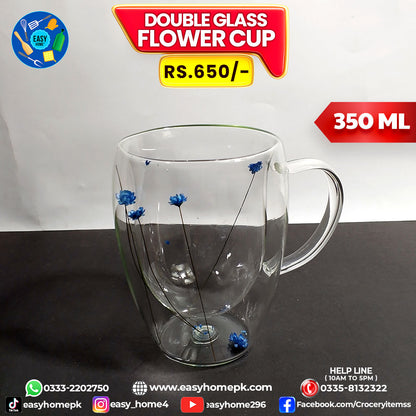 Double Glass Flower Cup