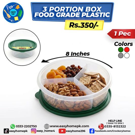 3 Portion Box Food Grade Plastic