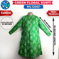 Green Floral Ladies Cotton Kurti-Medium