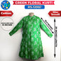 Green Floral Ladies Cotton Kurti-Small