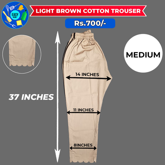 Light Brown Ladies Cotton Trouser-Large