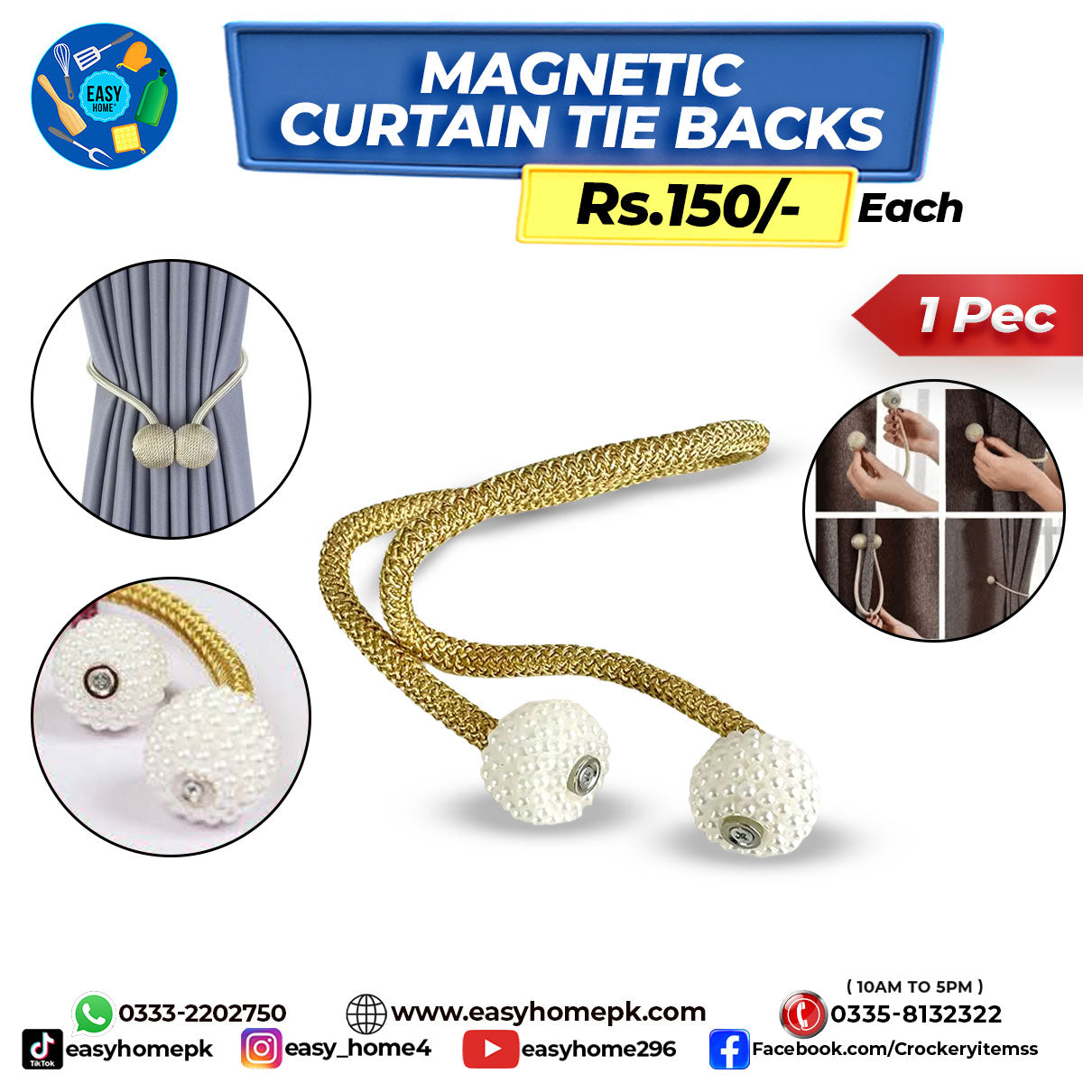 Magnetic Curtain Tie Backs