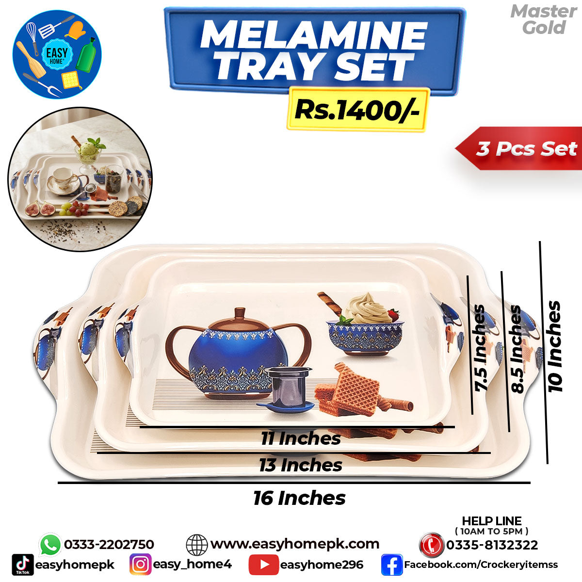 Melamine Tray - 3 Pcs Set