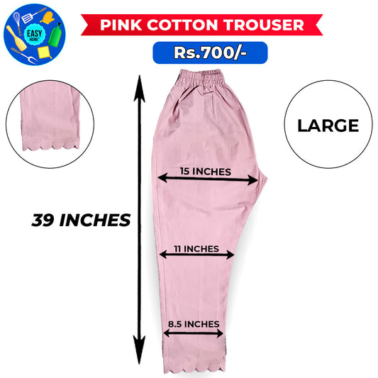 Pink Ladies Cotton Trouser-Large