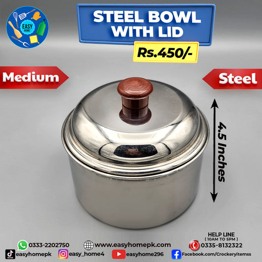 Steel Bowl With lid - Medium