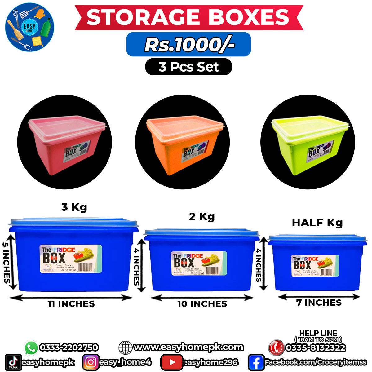 3 In 1 Storage Boxes Set