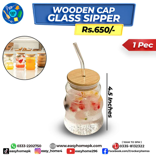 Wooden Cap Glass Sipper
