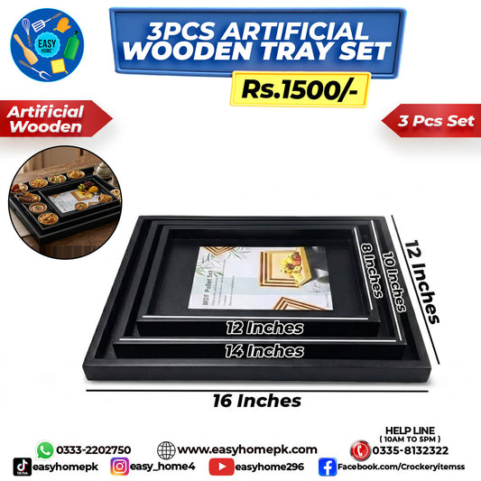 Artificial Wooden Tray Set
